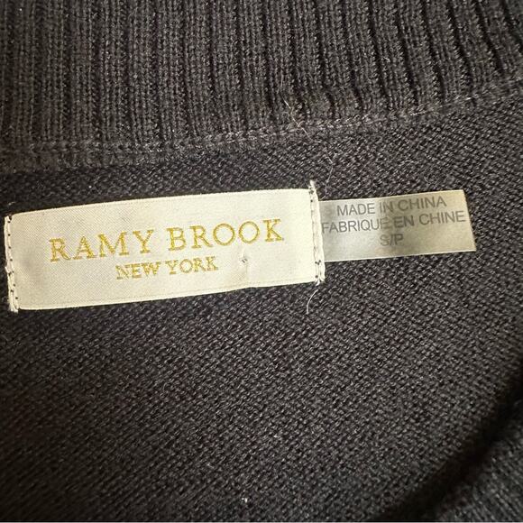 Ramy Brook Tascha Black Cold Shoulder Wool Sweater with Side Zipper Size Small - Picture 8 of 9